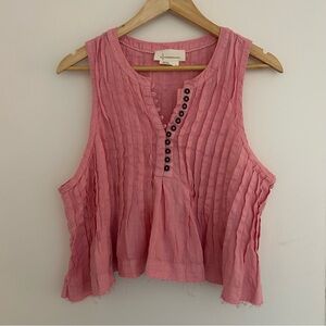 Anthropologie The Lottie Pleated Linen Tank